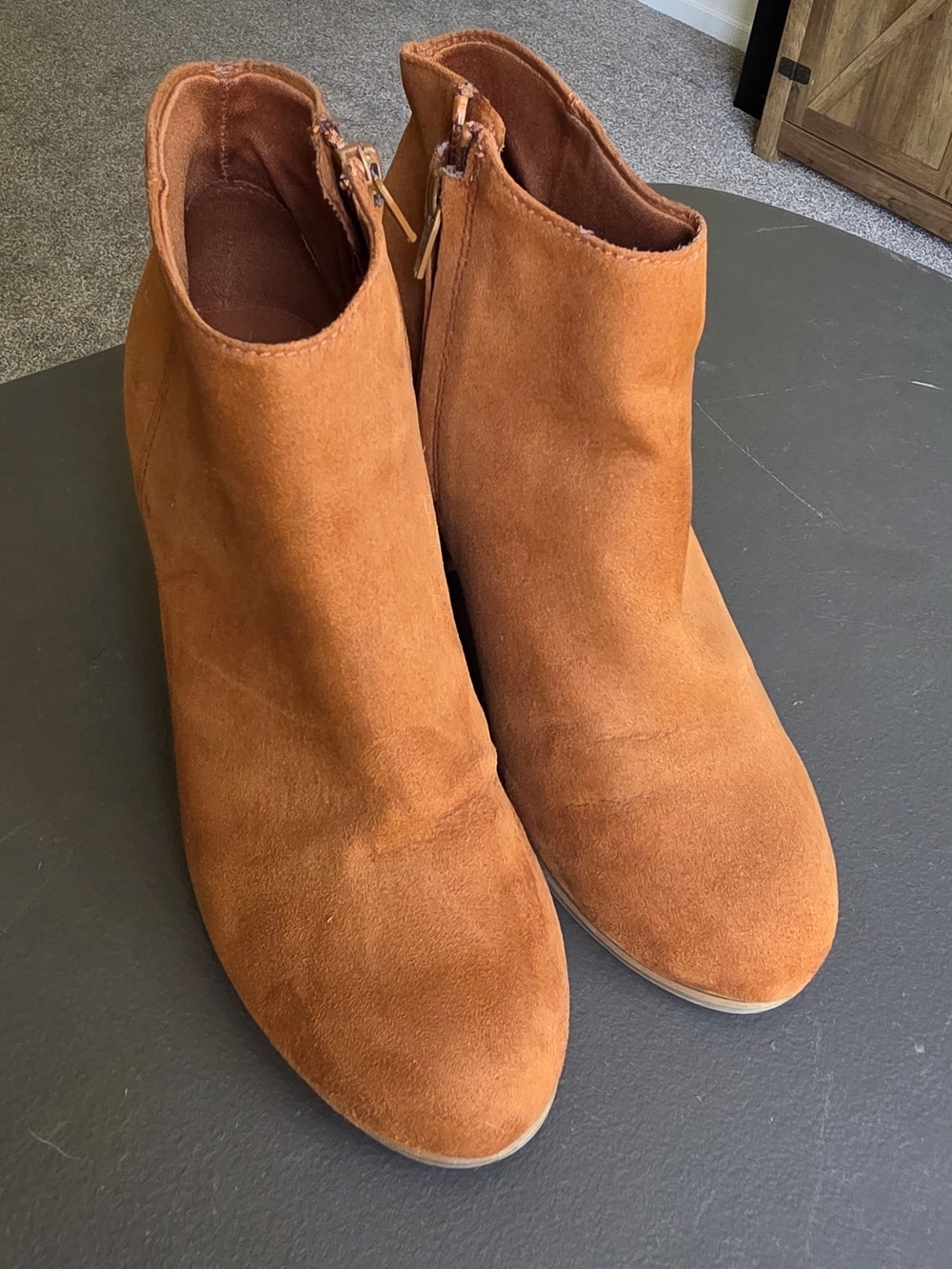 Old Navy Suede Ankle Booties in Rust